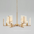 La pierre de luxe moderne a mené la lumière pendante de salle à manger de couleur d&#39;or de lumière suspendue en métal